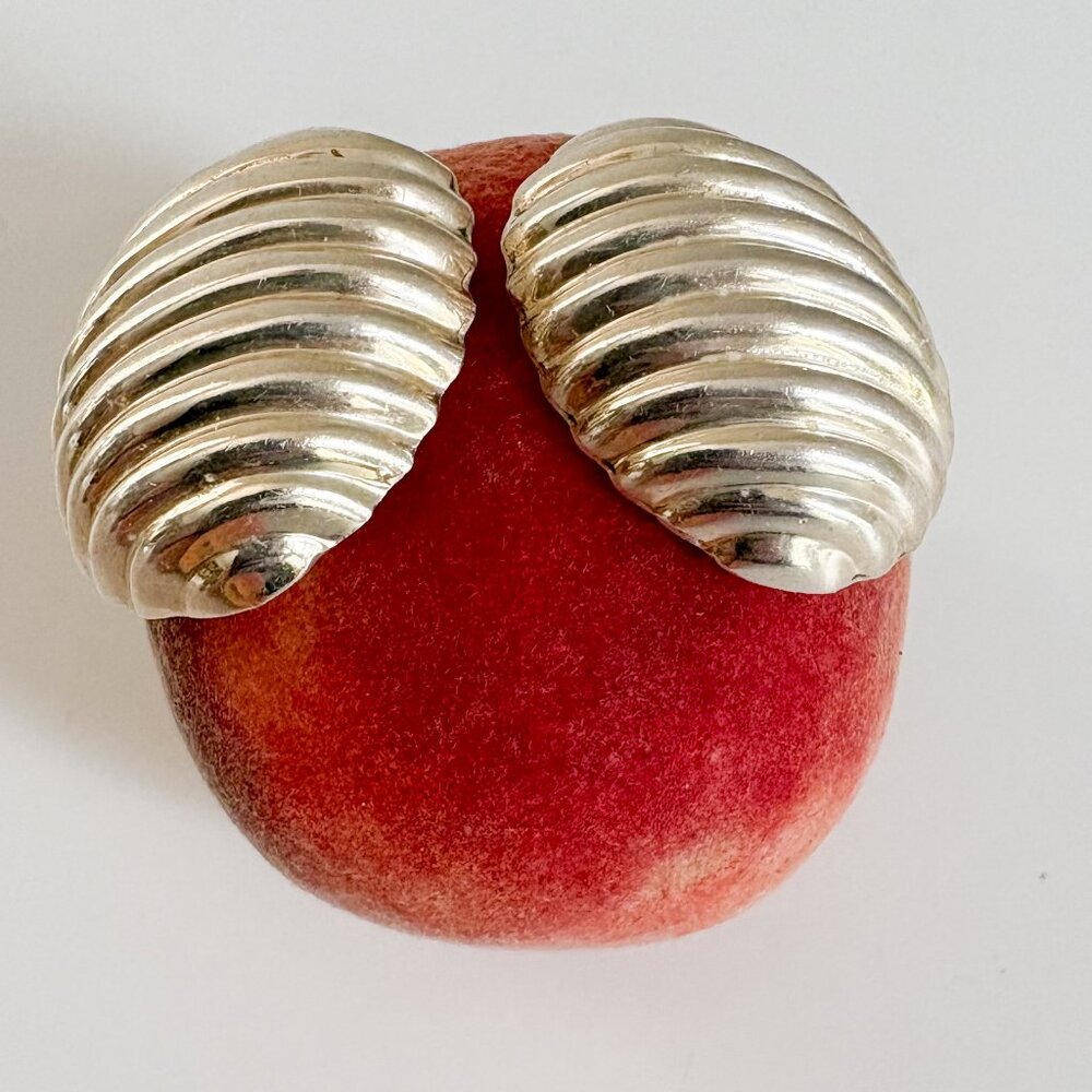 Oval Textured Sterling Silver Stud Earrings, Mexican Sterling Silver Studs